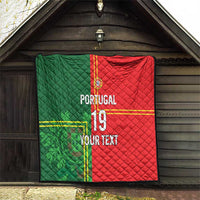Custom Portugal Football Quilt Coat of Arms Line Art Style - Wonder Print Shop