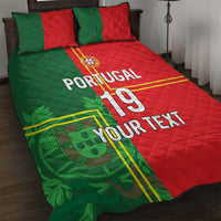 Custom Portugal Football Quilt Bed Set Coat of Arms Line Art Style - Wonder Print Shop