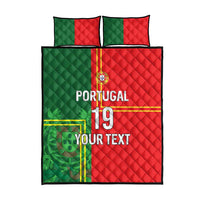 Custom Portugal Football Quilt Bed Set Coat of Arms Line Art Style - Wonder Print Shop