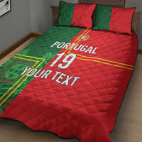 Custom Portugal Football Quilt Bed Set Coat of Arms Line Art Style - Wonder Print Shop