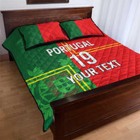 Custom Portugal Football Quilt Bed Set Coat of Arms Line Art Style - Wonder Print Shop