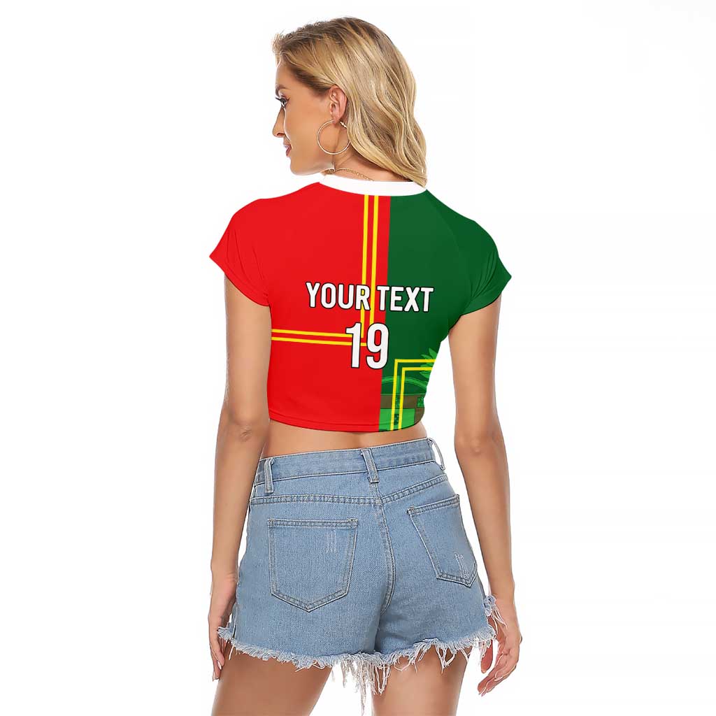 Custom Portugal Football Raglan Cropped T Shirt Coat of Arms Line Art Style - Wonder Print Shop