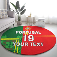 Custom Portugal Football Round Carpet Coat of Arms Line Art Style - Wonder Print Shop