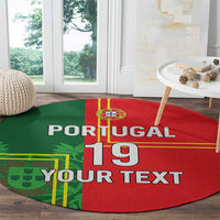 Custom Portugal Football Round Carpet Coat of Arms Line Art Style - Wonder Print Shop