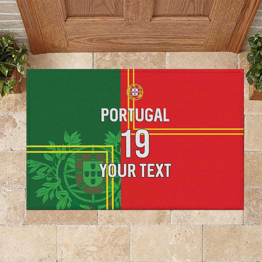 Custom Portugal Football Rubber Doormat Coat of Arms Line Art Style - Wonder Print Shop