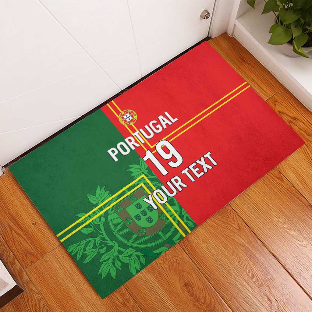 Custom Portugal Football Rubber Doormat Coat of Arms Line Art Style - Wonder Print Shop