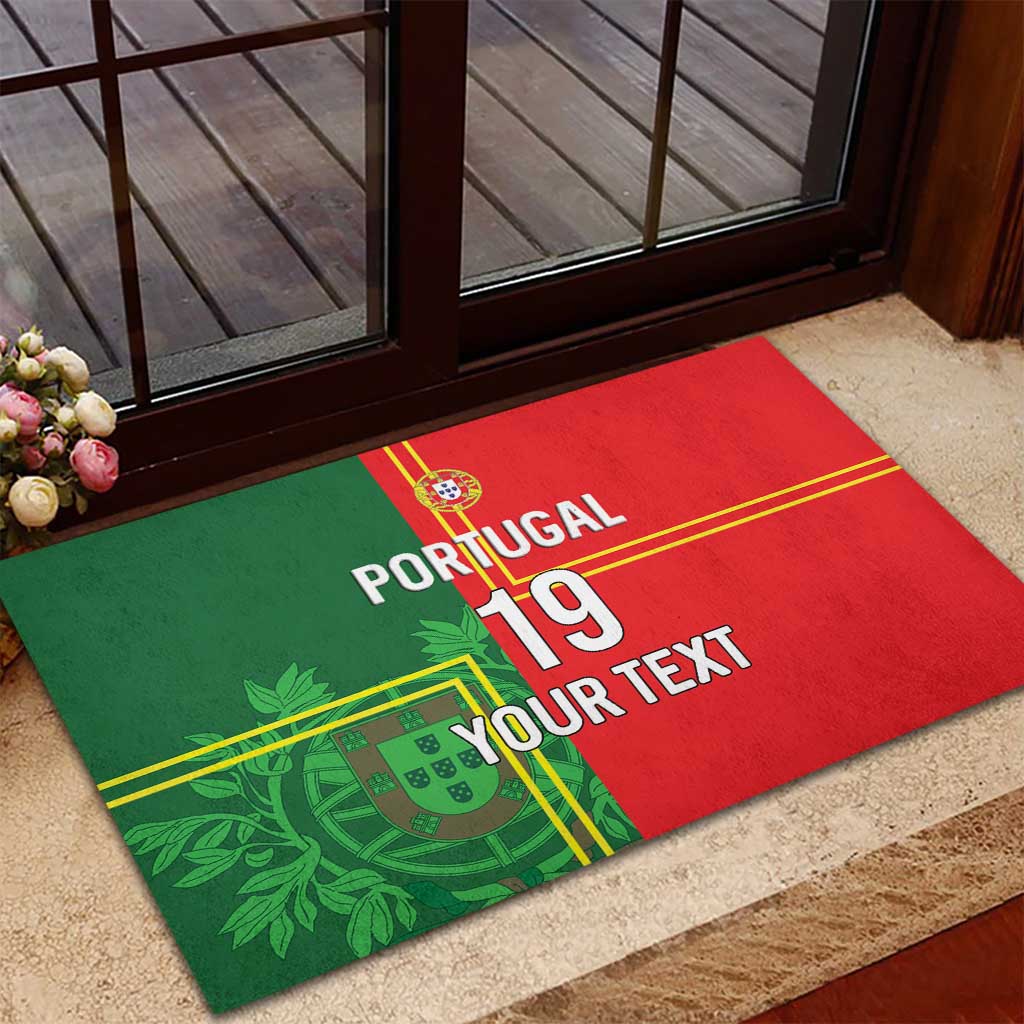 Custom Portugal Football Rubber Doormat Coat of Arms Line Art Style - Wonder Print Shop