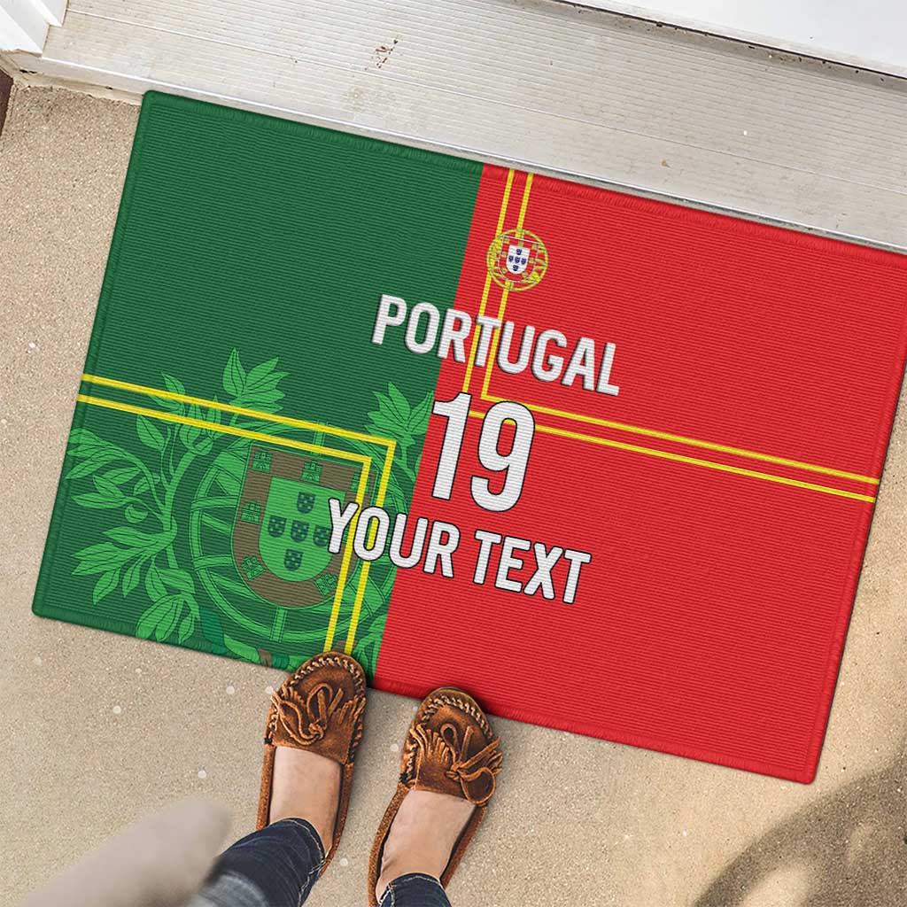 Custom Portugal Football Rubber Doormat Coat of Arms Line Art Style - Wonder Print Shop