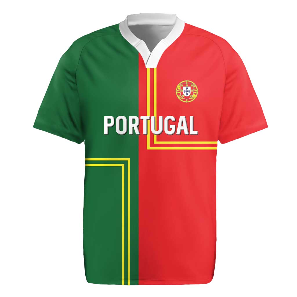 Custom Portugal Football Rugby Jersey Coat of Arms Line Art Style - Wonder Print Shop