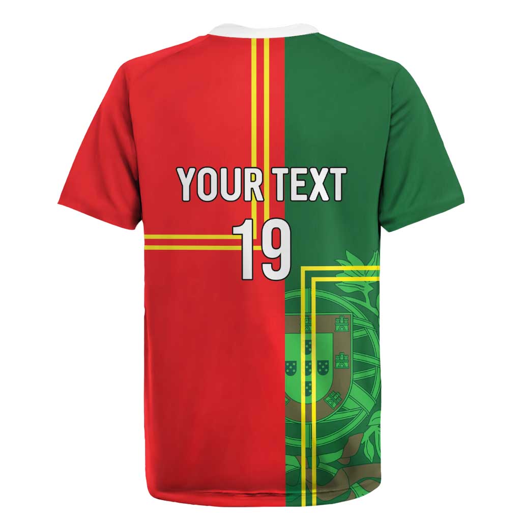 Custom Portugal Football Rugby Jersey Coat of Arms Line Art Style - Wonder Print Shop