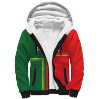 Custom Portugal Football Sherpa Hoodie Coat of Arms Line Art Style - Wonder Print Shop
