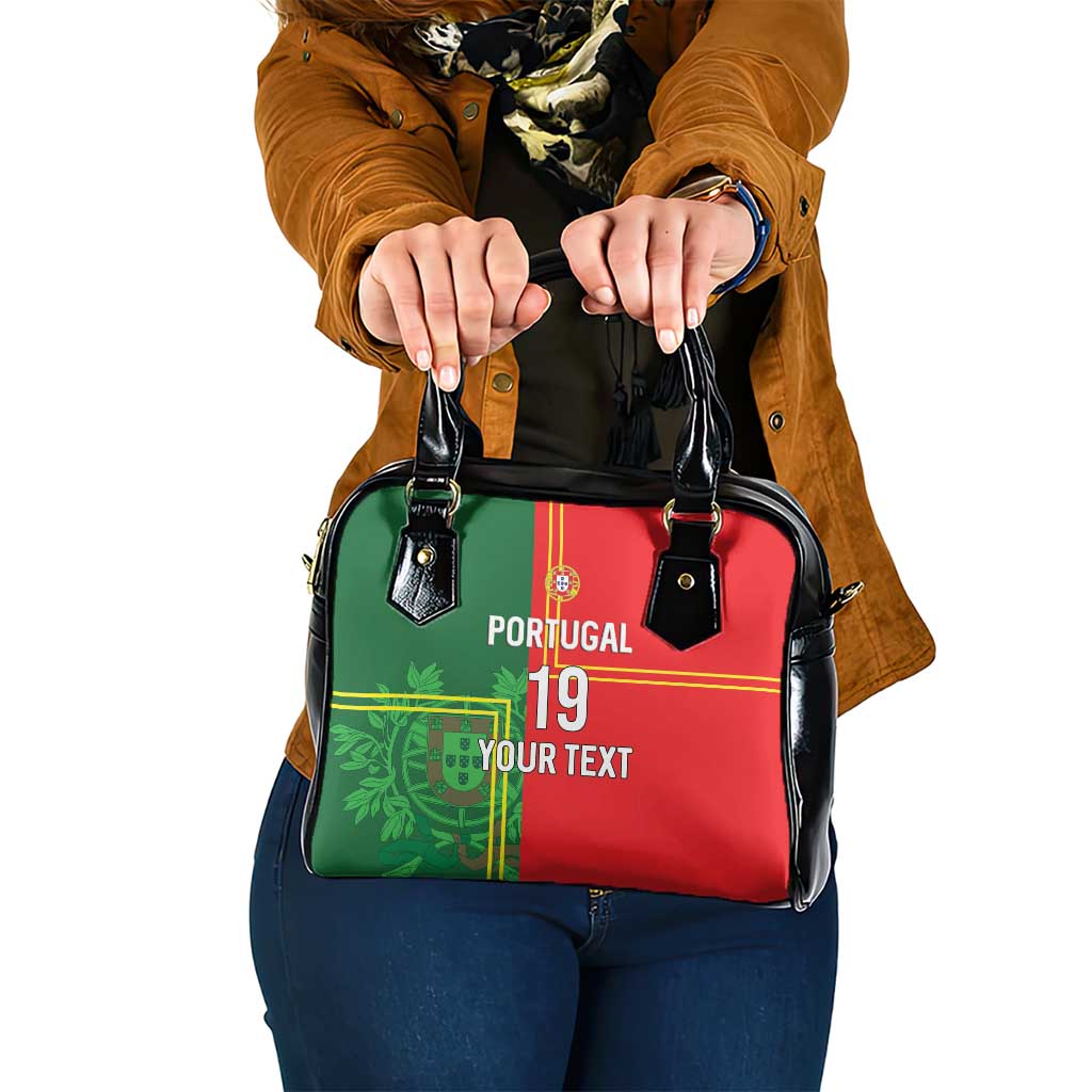 Custom Portugal Football Shoulder Handbag Coat of Arms Line Art Style - Wonder Print Shop