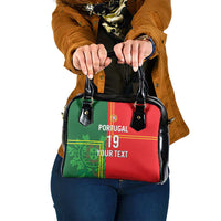 Custom Portugal Football Shoulder Handbag Coat of Arms Line Art Style - Wonder Print Shop