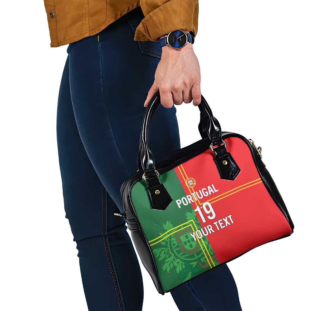 Custom Portugal Football Shoulder Handbag Coat of Arms Line Art Style - Wonder Print Shop