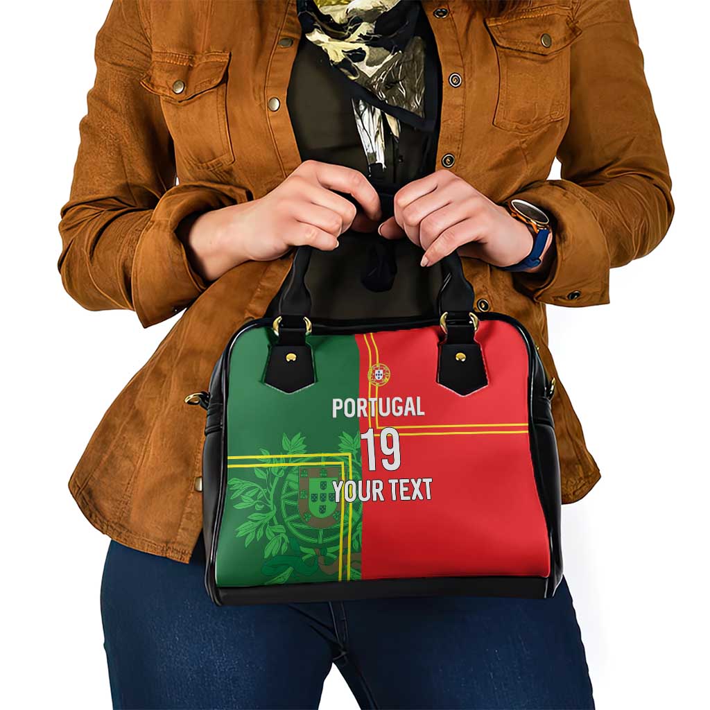 Custom Portugal Football Shoulder Handbag Coat of Arms Line Art Style - Wonder Print Shop