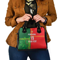Custom Portugal Football Shoulder Handbag Coat of Arms Line Art Style - Wonder Print Shop