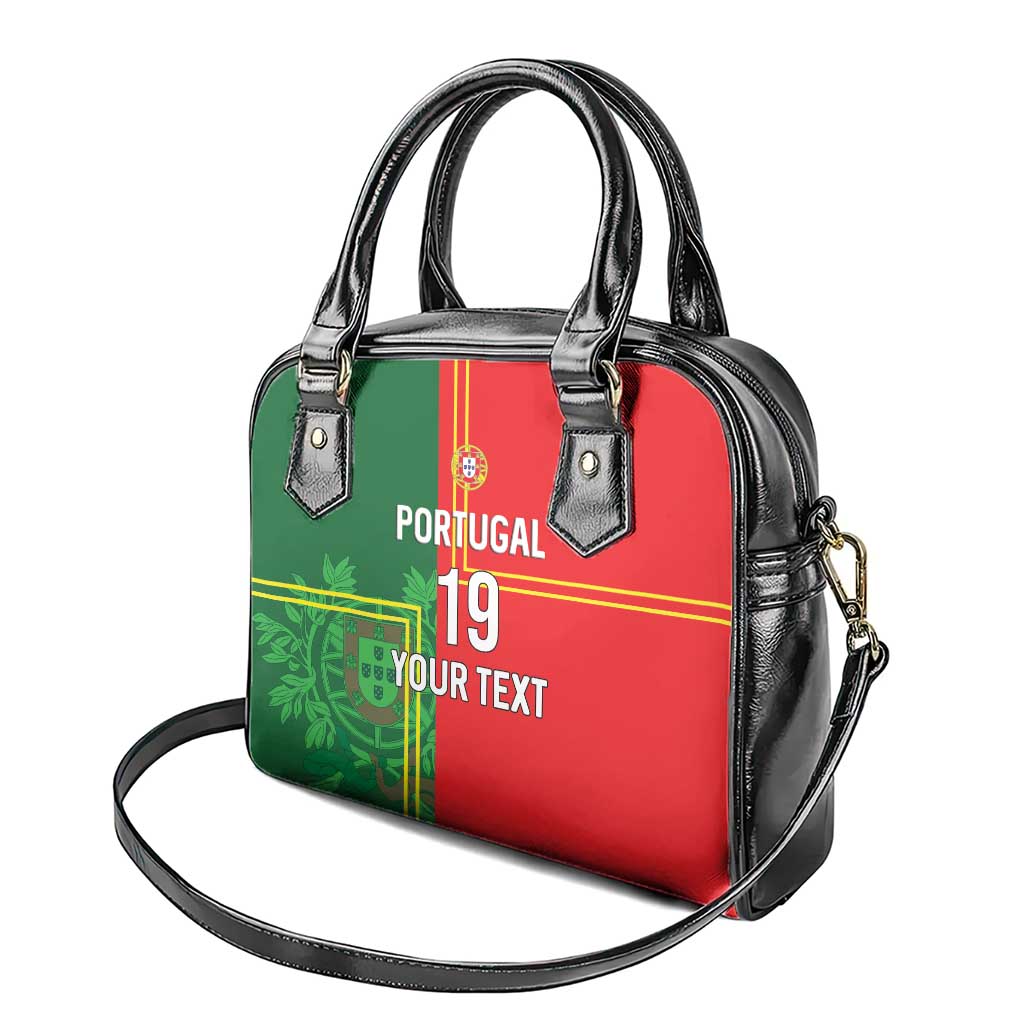 Custom Portugal Football Shoulder Handbag Coat of Arms Line Art Style - Wonder Print Shop