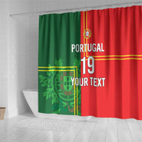 Custom Portugal Football Shower Curtain Coat of Arms Line Art Style - Wonder Print Shop