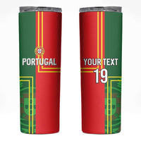 Custom Portugal Football Skinny Tumbler Coat of Arms Line Art Style - Wonder Print Shop