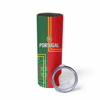 Custom Portugal Football Skinny Tumbler Coat of Arms Line Art Style - Wonder Print Shop