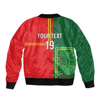 Custom Portugal Football Sleeve Zip Bomber Jacket Coat of Arms Line Art Style - Wonder Print Shop