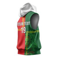 Custom Portugal Football Sleeveless Hoodie Coat of Arms Line Art Style - Wonder Print Shop