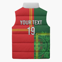 Custom Portugal Football Sleeveless Puffer Jacket Coat of Arms Line Art Style - Wonder Print Shop