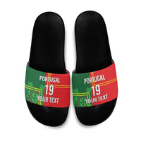 Custom Portugal Football Slide Sandals Coat of Arms Line Art Style - Wonder Print Shop