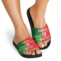 Custom Portugal Football Slide Sandals Coat of Arms Line Art Style - Wonder Print Shop