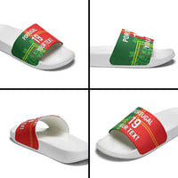 Custom Portugal Football Slide Sandals Coat of Arms Line Art Style - Wonder Print Shop