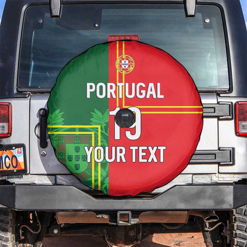 Custom Portugal Football Spare Tire Cover Coat of Arms Line Art Style - Wonder Print Shop