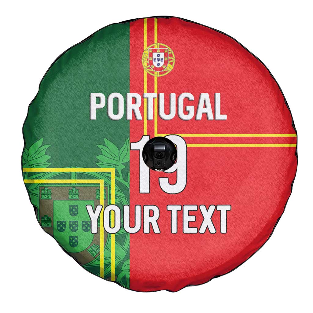 Custom Portugal Football Spare Tire Cover Coat of Arms Line Art Style - Wonder Print Shop