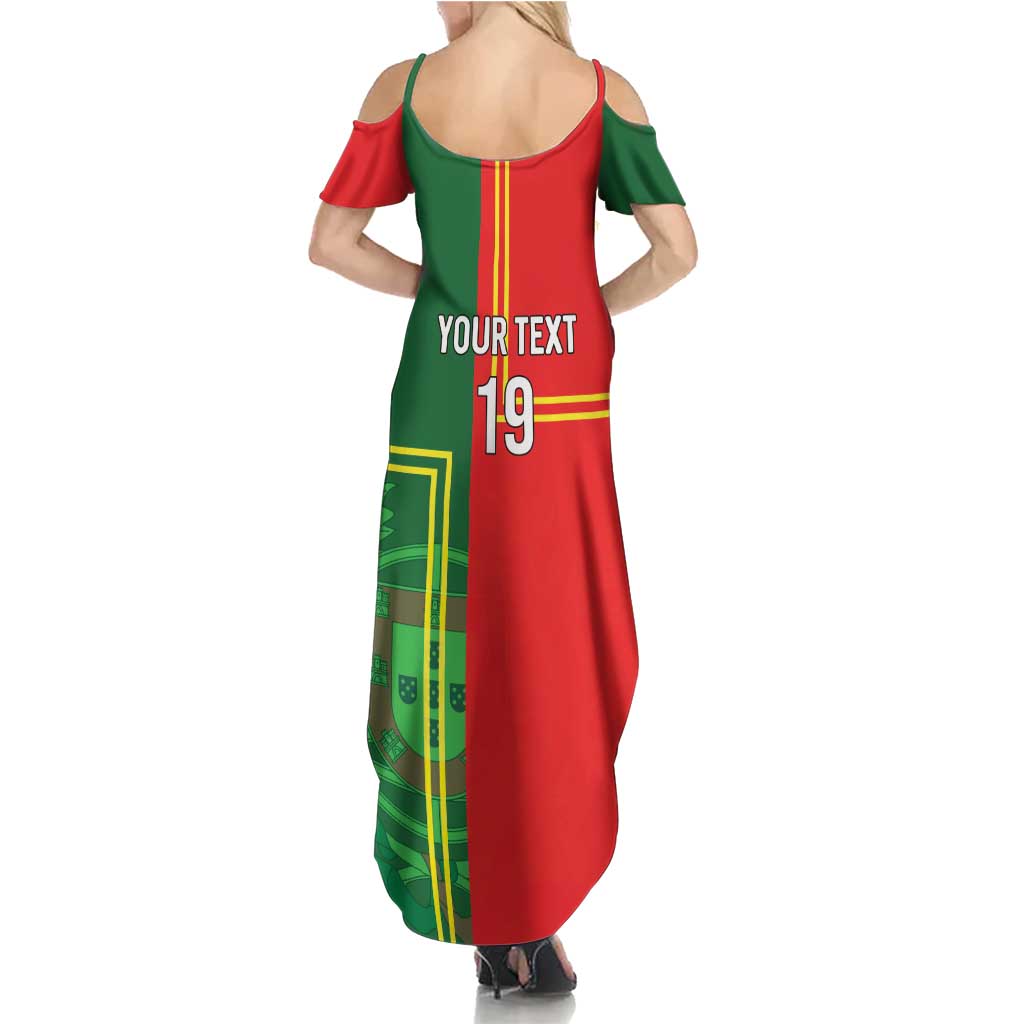 Custom Portugal Football Summer Maxi Dress Coat of Arms Line Art Style - Wonder Print Shop