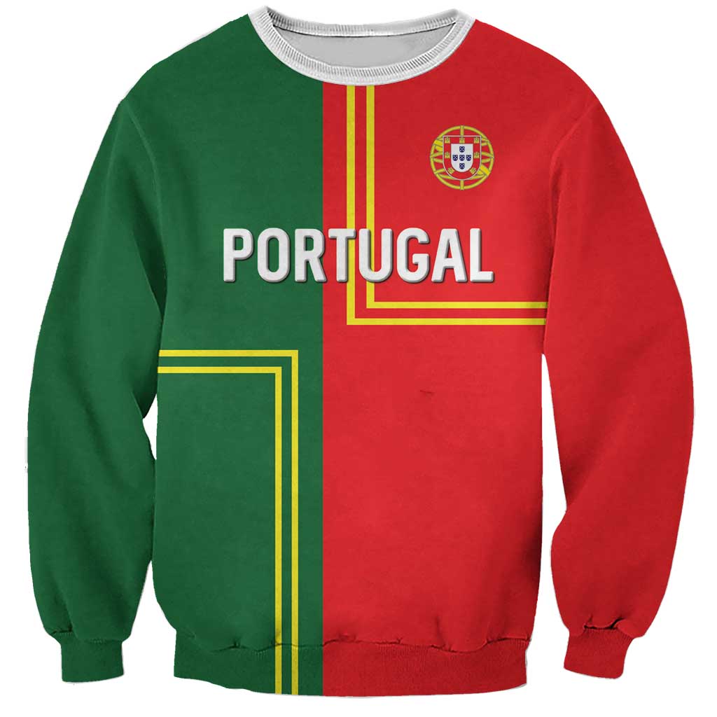 Custom Portugal Football Sweatshirt Coat of Arms Line Art Style - Wonder Print Shop