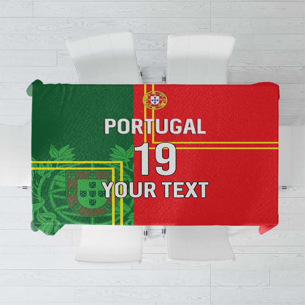 Custom Portugal Football Tablecloth Coat of Arms Line Art Style - Wonder Print Shop