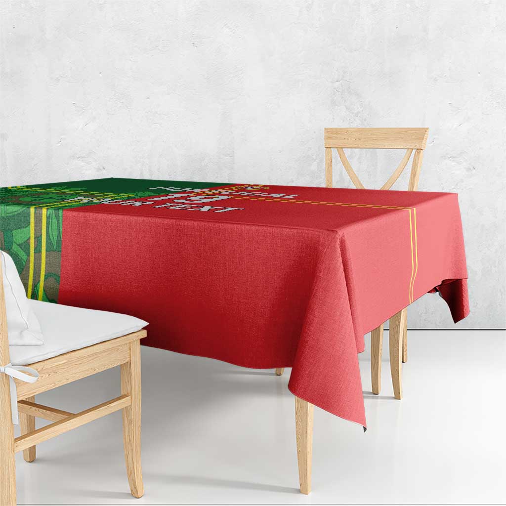 Custom Portugal Football Tablecloth Coat of Arms Line Art Style - Wonder Print Shop