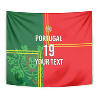 Custom Portugal Football Tapestry Coat of Arms Line Art Style - Wonder Print Shop