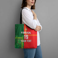Custom Portugal Football Tote Bag Coat of Arms Line Art Style - Wonder Print Shop