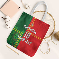 Custom Portugal Football Tote Bag Coat of Arms Line Art Style - Wonder Print Shop
