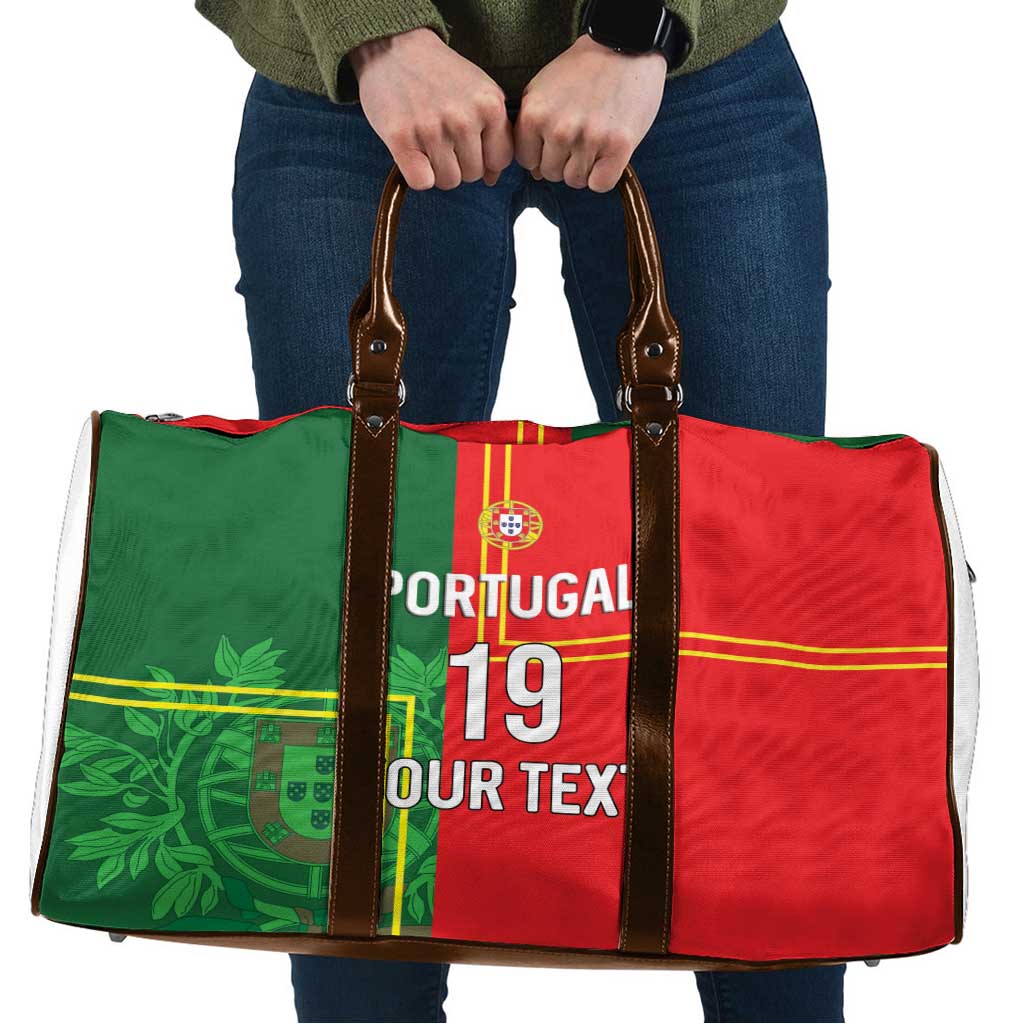 Custom Portugal Football Travel Bag Coat of Arms Line Art Style - Wonder Print Shop