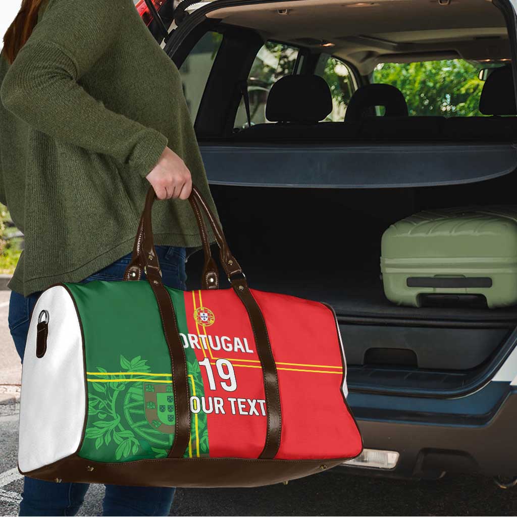 Custom Portugal Football Travel Bag Coat of Arms Line Art Style - Wonder Print Shop