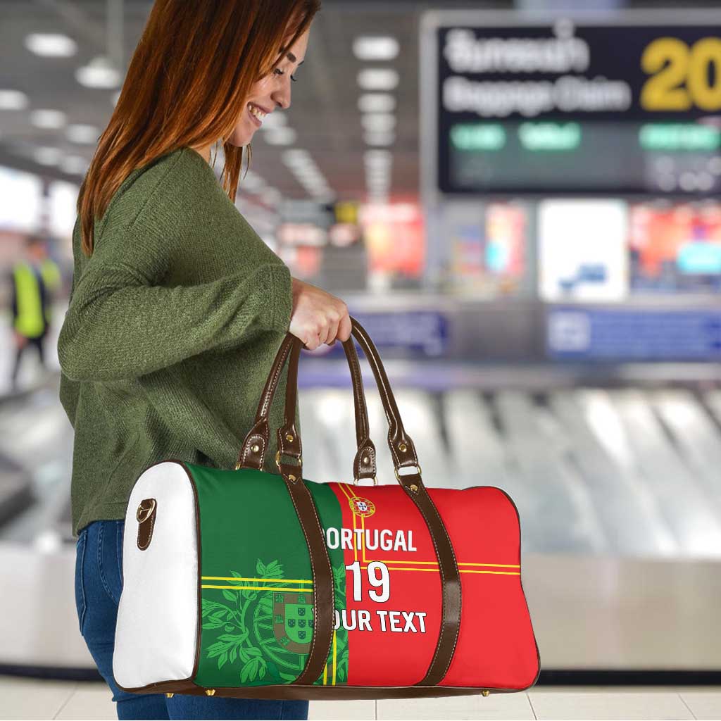 Custom Portugal Football Travel Bag Coat of Arms Line Art Style - Wonder Print Shop