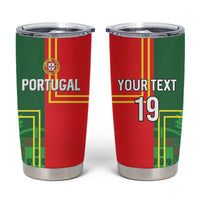 Custom Portugal Football Tumbler Cup Coat of Arms Line Art Style - Wonder Print Shop