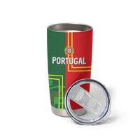 Custom Portugal Football Tumbler Cup Coat of Arms Line Art Style - Wonder Print Shop