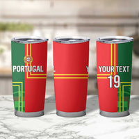 Custom Portugal Football Tumbler Cup Coat of Arms Line Art Style - Wonder Print Shop