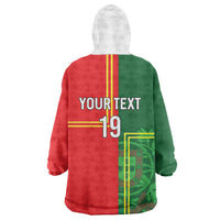 Custom Portugal Football Wearable Blanket Hoodie Coat of Arms Line Art Style - Wonder Print Shop