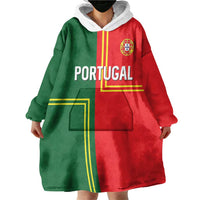 Custom Portugal Football Wearable Blanket Hoodie Coat of Arms Line Art Style - Wonder Print Shop