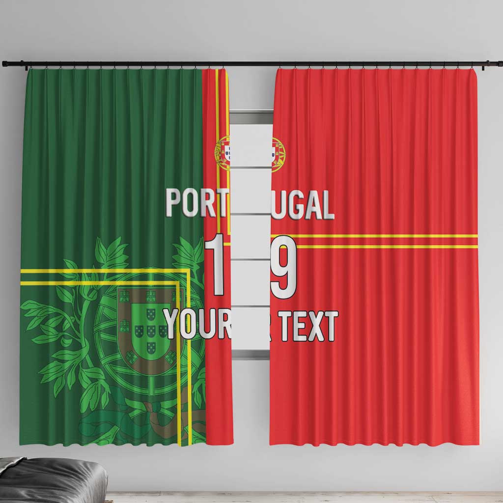 Custom Portugal Football Window Curtain Coat of Arms Line Art Style - Wonder Print Shop