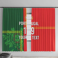 Custom Portugal Football Window Curtain Coat of Arms Line Art Style - Wonder Print Shop