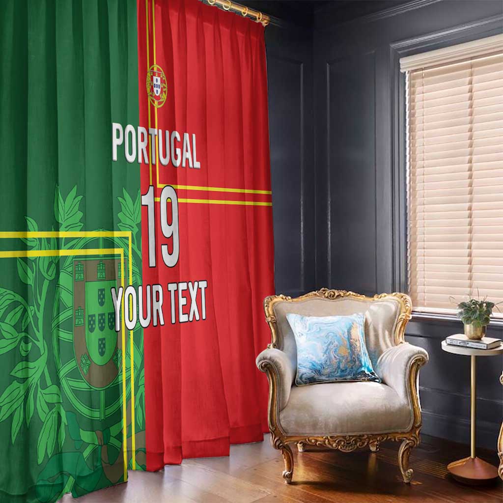 Custom Portugal Football Window Curtain Coat of Arms Line Art Style - Wonder Print Shop